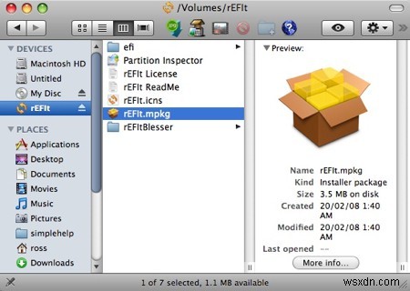 개요 및 설치:rEFIt – OS X 부트 관리자