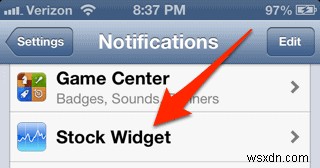 iPhone/iPad 알림 창에서 주식을 제거하는 방법