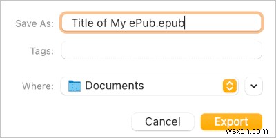 페이지에서 만든 문서를 ePub으로 저장하는 방법