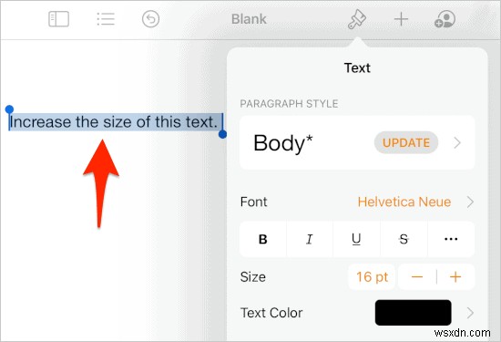 iPad용 페이지에서 글꼴 크기를 늘리는 방법
