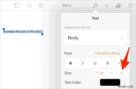iPad용 페이지에서 글꼴 크기를 늘리는 방법