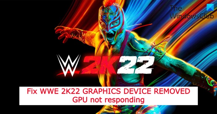 WWE 2K22 그래픽 장치 제거 GPU가 응답하지 않는 문제 수정 