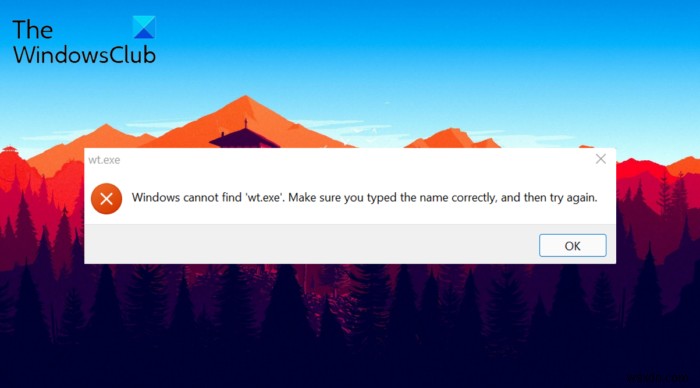 Windows에서 wt.exe를 찾을 수 없습니다. Windows 터미널이 열리지 않음 