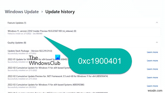 Windows 업데이트 오류 0xc1900401 수정 