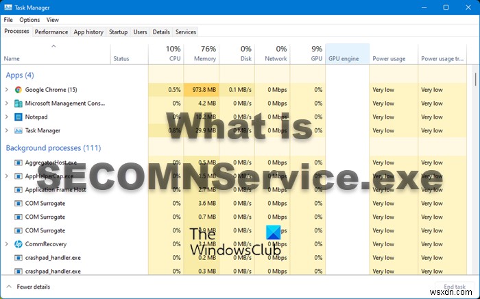 SECOMNService.exe는 무엇입니까? 비활성화할 수 있습니까? 