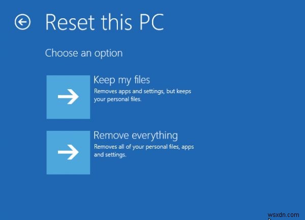 이 PC 재설정이 작동하지 않습니다. Windows 11/10에서 PC를 재설정할 수 없음 