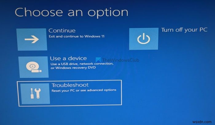 PC가 부팅되지 않을 때 고급 시작 옵션을 사용하여 Windows 11 재설정 