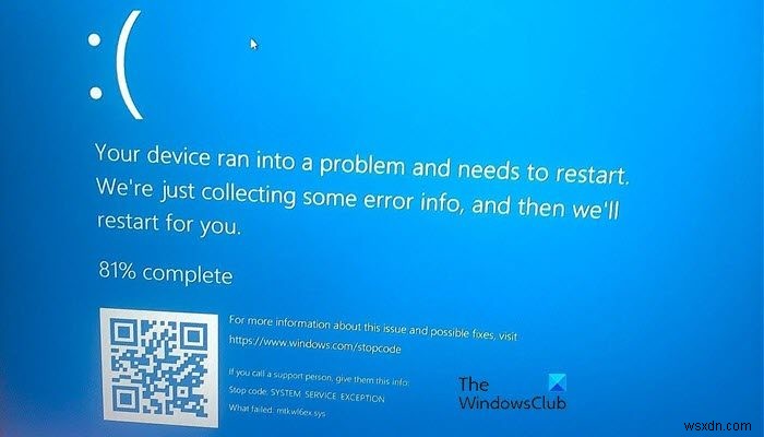 Windows 11/10에서 mtkwl6ex.sys 블루 스크린 수정 