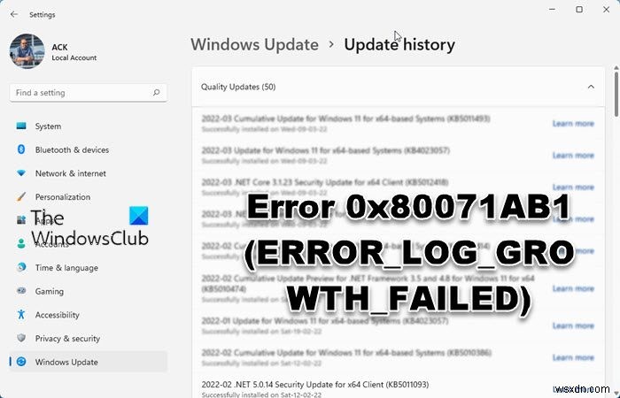 Windows 11/10에서 오류 0x80071AB1(ERROR_LOG_GROWTH_FAILED) 수정 