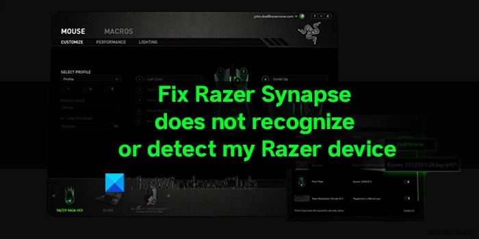 Razer Synapse가 내 Razer 장치를 인식하거나 감지하지 못합니다. 