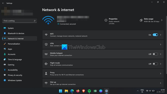 WiFi 대신 이더넷 아이콘을 표시하는 Windows 