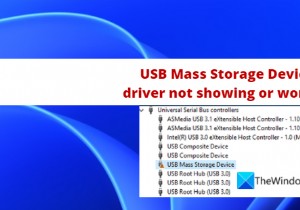 USB 대용량 저장 장치 드라이버가 표시되지 않거나 작동하지 않음 