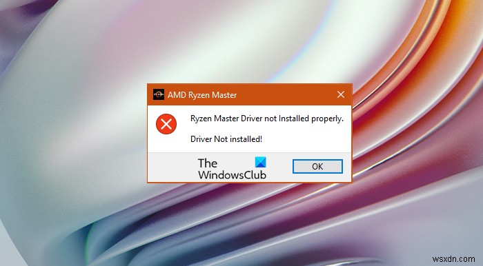 Ryzen Master Driver가 Windows PC에 제대로 설치되지 않음 