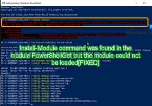 PowerShellGet 모듈에서 Install-Module 명령을 찾았지만 모듈을 로드할 수 없습니다. 