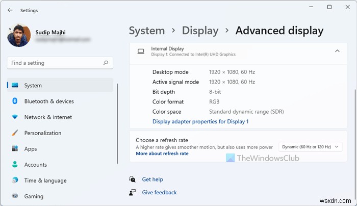 Windows 11 동적 재생 빈도가 표시되지 않거나 작동하지 않음 