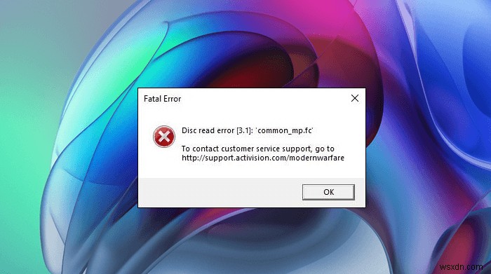 Warzone 치명적인 오류 수정, Windows PC에서 디스크 읽기 오류 