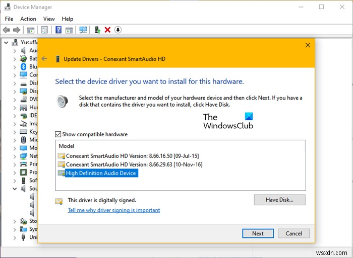 Windows 11/10의 Conexant SmartAudio HD 소리 없음 문제 수정 