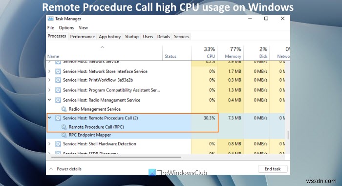 Windows 11/10에서 원격 프로시저 호출 높은 CPU 사용량 