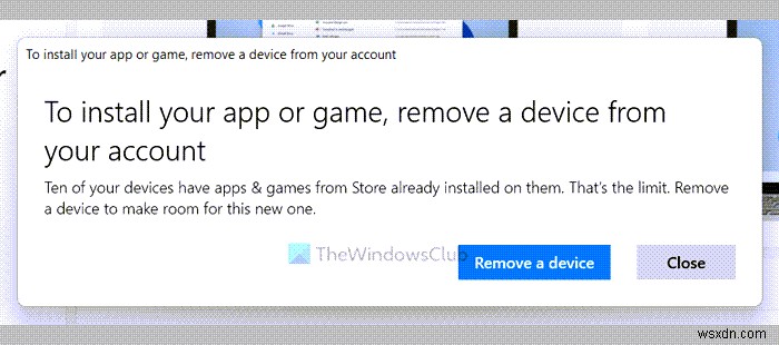 수정 앱 또는 게임을 설치하려면 계정 오류 메시지에서 기기를 제거하세요. 