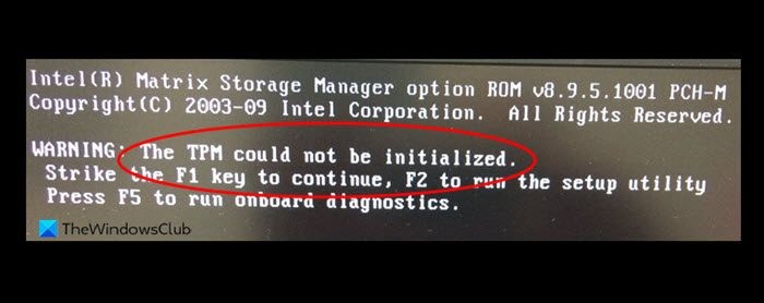 BIOS 업데이트 후 TPM을 초기화할 수 없습니다.