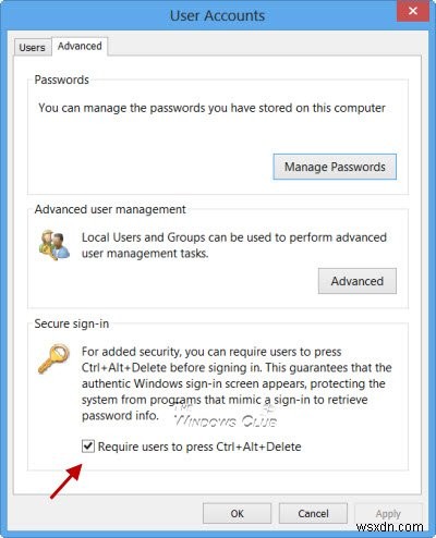 Windows 11/10에서 CTRL+ALT+DEL 보안 로그온을 활성화 또는 비활성화하는 방법 