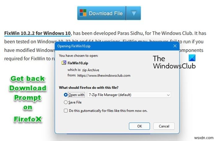 Windows 11/10의 Firefox에서 다운로드 프롬프트를 활성화하는 방법 