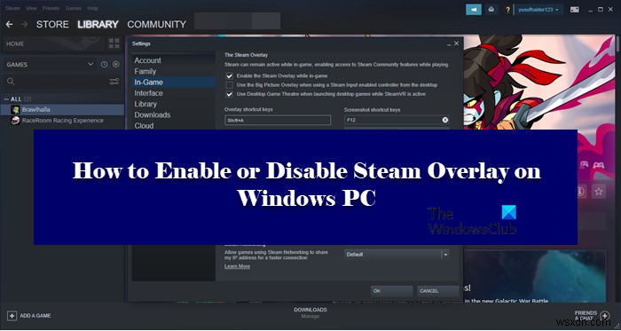 Windows PC에서 Steam 오버레이를 활성화 또는 비활성화하는 방법 