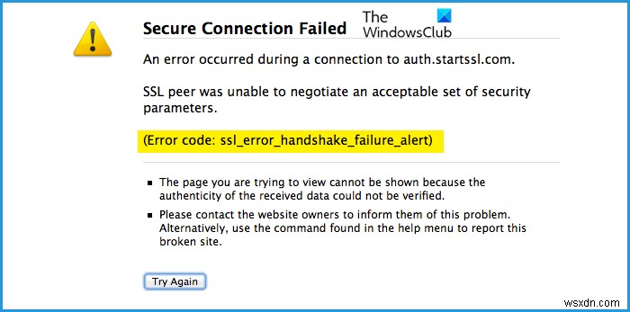 SSL_ERROR_HANDSHAKE_FAILURE_ALERT 오류 [수정됨] 