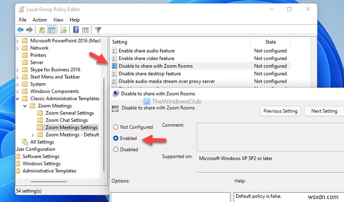 Windows 11/10에서 줌 룸으로 공유를 활성화 또는 비활성화하는 방법 