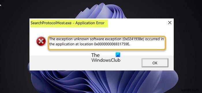 Windows 11/10에서 SearchProtocolHost.exe 응용 프로그램 오류 수정 