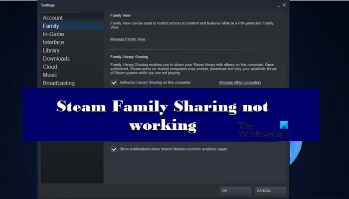 Steam 가족 공유가 작동하지 않는 문제 수정 