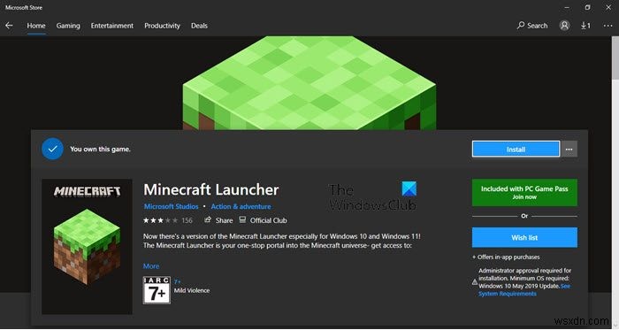 Minecraft 설치 오류 0x80070424, 0x80131509, 0x80070057 등 수정