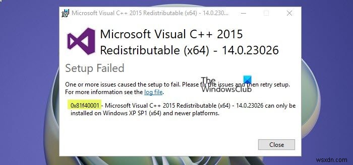 Windows 11/10에서 0x81f40001 Microsoft Visual C++ 오류 수정 