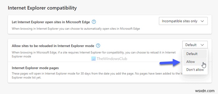 Edge 도구 모음에서 Internet Explorer 모드 버튼을 추가하거나 제거하는 방법 
