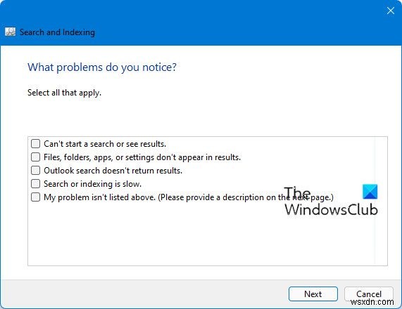 검색 및 인덱싱 문제 해결사:Windows 11/10에서 깨진 검색을 쉽게 수정 및 복구 