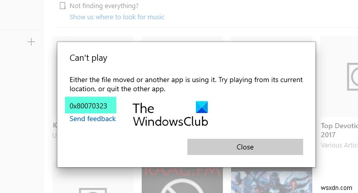 Windows PC에서 Groove Music 앱 오류 0x80070323 수정 