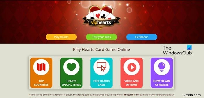 다음 장소에서 Hearts 온라인 멀티플레이어를 무료로 플레이하세요 