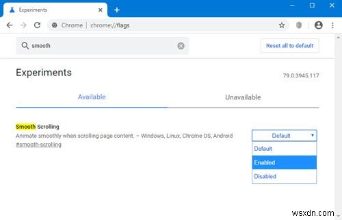 Windows, Chrome, Edge, Firefox 또는 Opera에서 부드러운 스크롤 활성화 또는 비활성화 