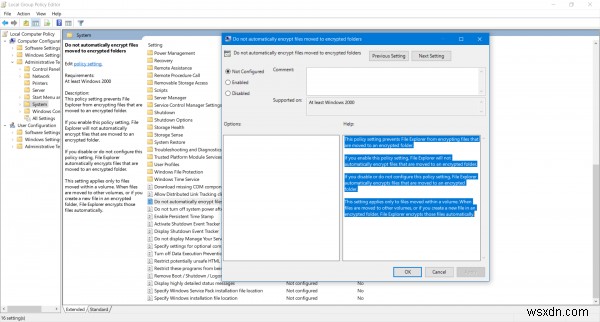 Windows 11/10에서 암호화된 폴더로 이동된 파일을 자동으로 암호화하지 않음 