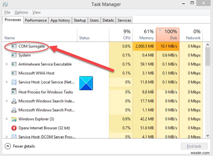 Windows 11/10에서 COM Surrogate 높은 CPU 또는 디스크 사용량을 수정하는 방법 