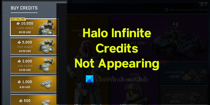 계정에 표시되지 않는 Halo Infinite 크레딧 수정 