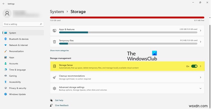 Windows 11에서 Storage Sense를 사용하여 디스크 공간을 확보하는 방법 