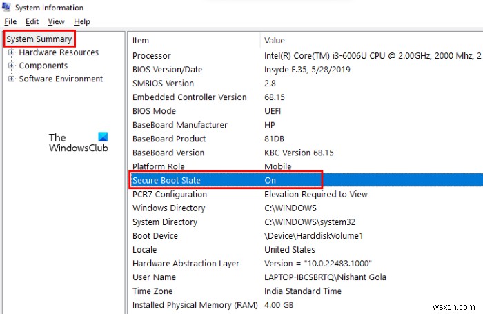 보안 부팅을 활성화한 후 Windows 컴퓨터가 부팅되지 않음 