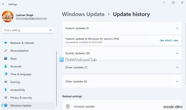 Windows 11의 Windows 업데이트 설정 