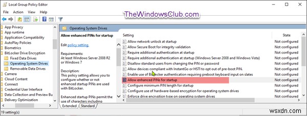 Windows 11/10에서 BitLocker 시작을 위한 향상된 PIN을 활성화 또는 비활성화하는 방법 