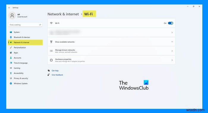 Windows 11의 네트워크 및 인터넷 설정 