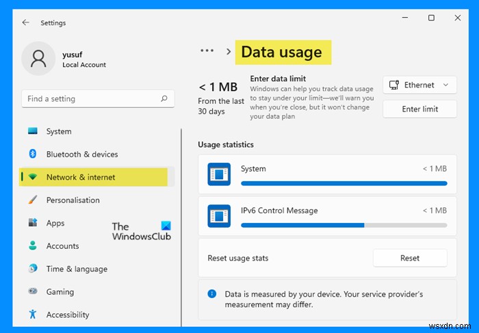 Windows 11의 네트워크 및 인터넷 설정 