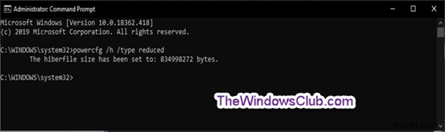 Windows 11/10에서 Hiberfile 유형을 전체 또는 축소로 지정하는 방법 