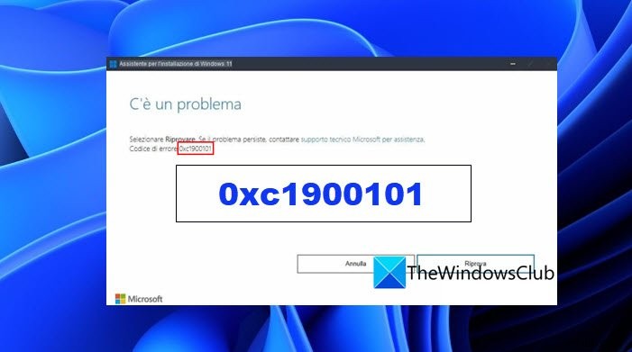 Windows 11 설치 도우미에서 오류 코드 0xc1900101 수정 