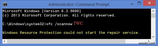 Windows 리소스 보호에서 복구 서비스를 시작할 수 없습니다. 